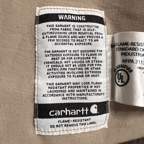 Carhartt Flame Resistant FR MasTec Work Shirt Long Sleeve Tan‎ Mens - Picture 8 of 16